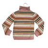 Misha & Puff Ivory, Pink, Green, Orange Pattern Cotton Turtleneck Sweater - 4Y