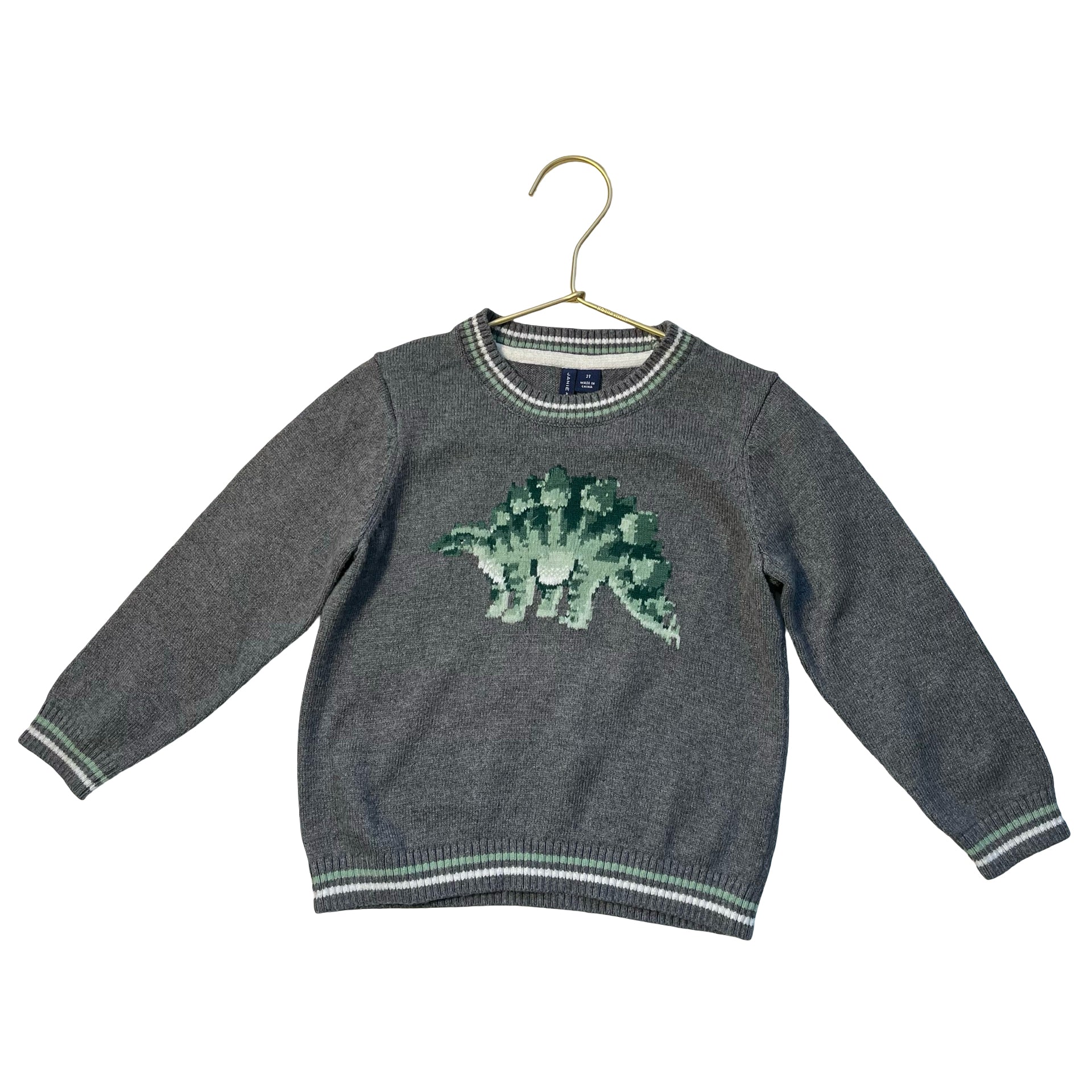 Janie and Jack Gray Dinosaur Sweater - Size 2T