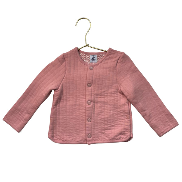 Petit Bateau Pink Quilted Snap Cardigan - Size 24 Mo