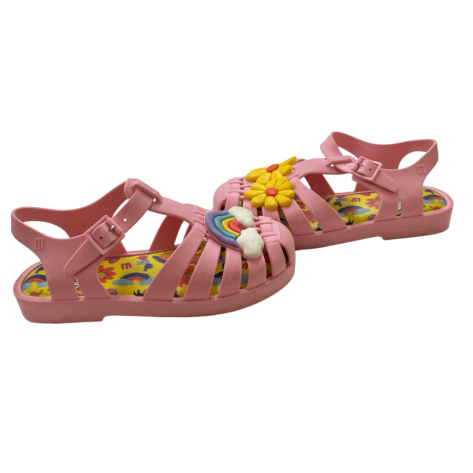 Mini Melissa x Play-Doh Pink Rainbow & Flower Sandals - Size 12