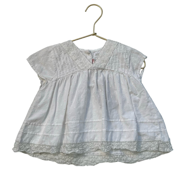 Zara Ivory Swiss Dot & Lace Trim Blouse - Size 18-24 Months