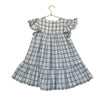Louise Misha Ivory & Navy Plaid Embroidered Flower Dress - Size 4Y
