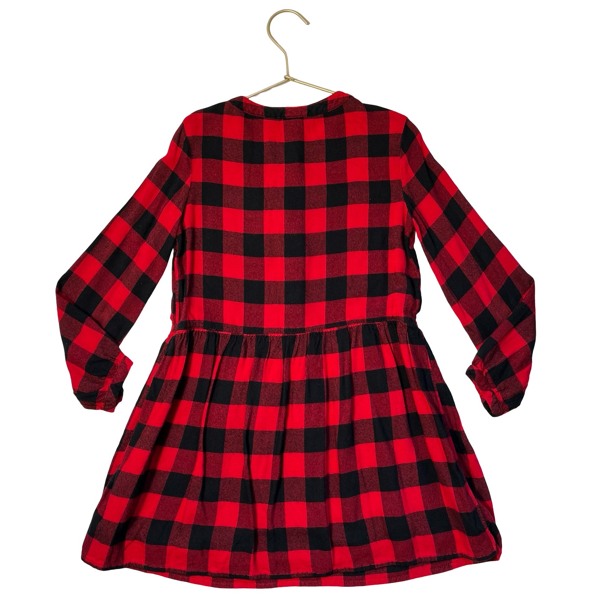 Gap Kids Red & Black Check Flannel Dress - Size S 6-7