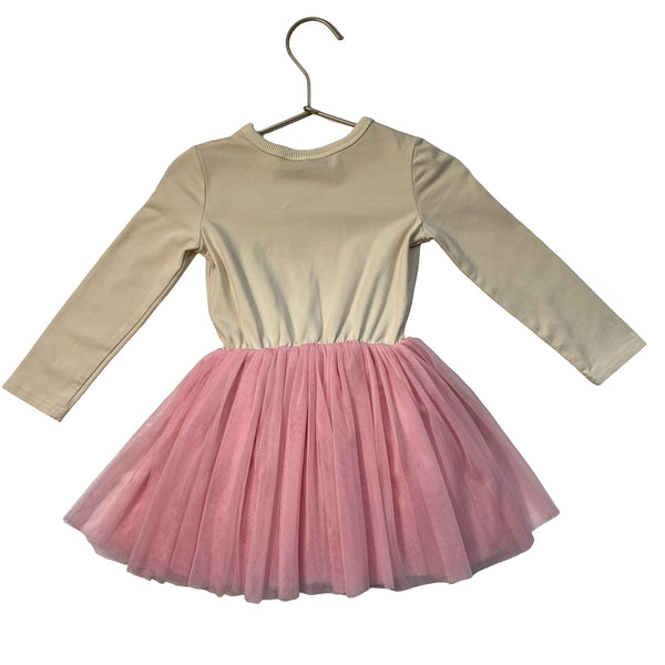 Rock Your Kid Ivory Graphic & Pink Tulle Dress - Size 2T