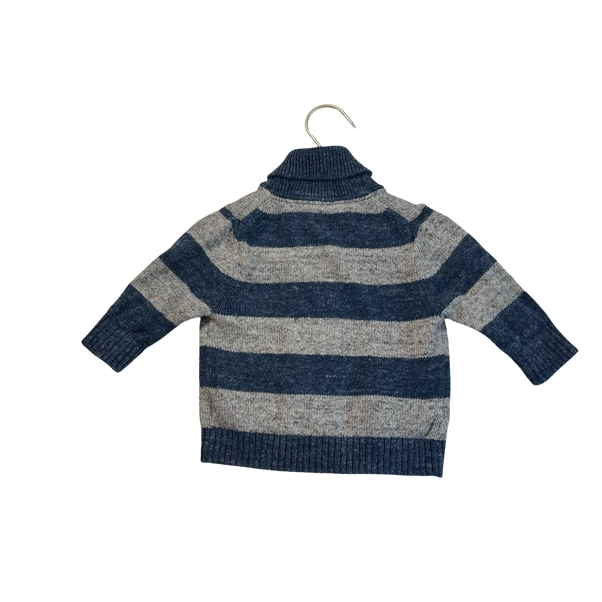 Baby Gap Gray & Blue Striped Shawl-Neck Cardigan Sweater - Size 6-12 Mo