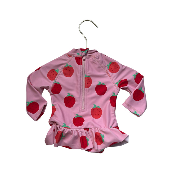 M&S Pink & Red Strawberry Print Swim Suit - Size 6 Mo