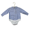 Leon Blue & White Geo Pattern Button Down Bodysuit Shirt - Size 18-24 Mo