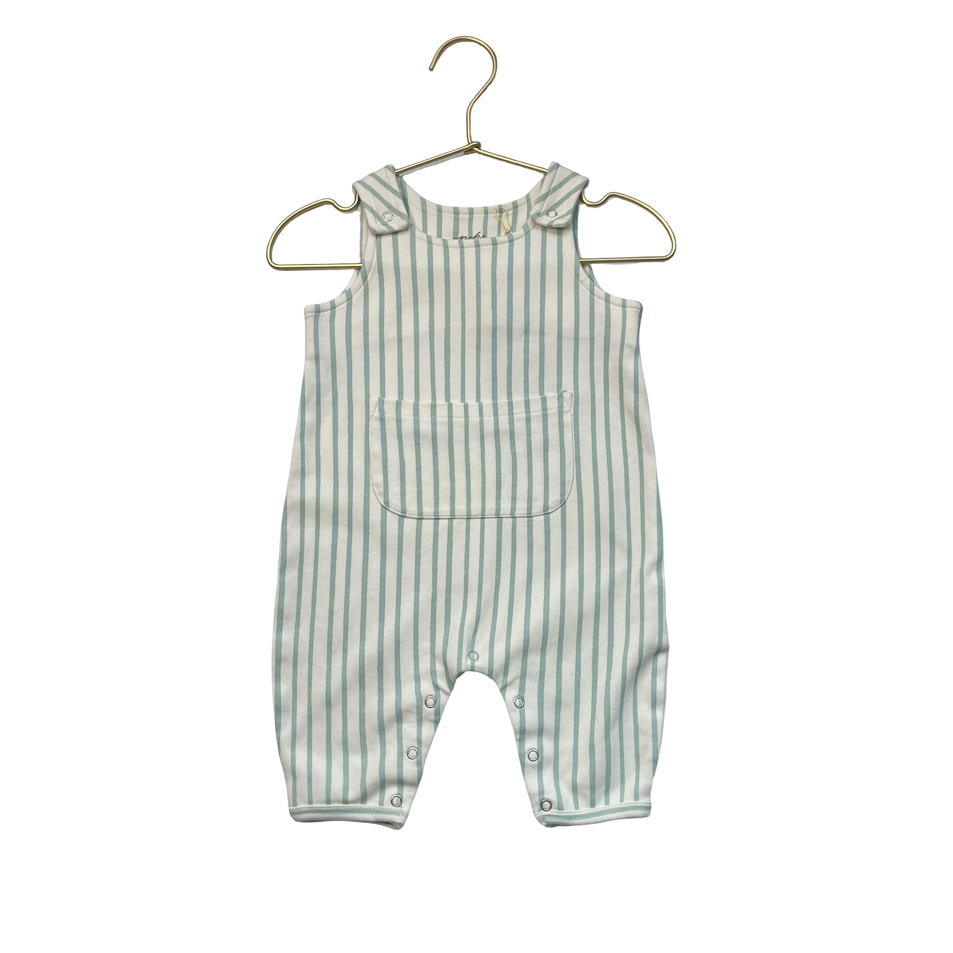 Pehr Ivory & Sage Green Striped Overall One-Piece - Size 3-6 Mo