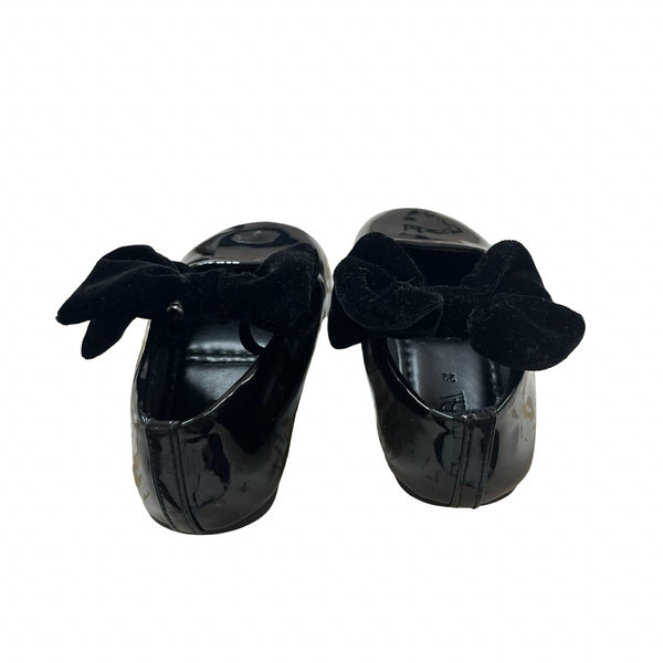 Zara Black Patent & Velvet Bow Shoes - Size 22 (6)