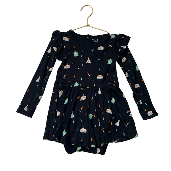 Kyte Black Birthday Print Bodysuit Dress - Size 4T