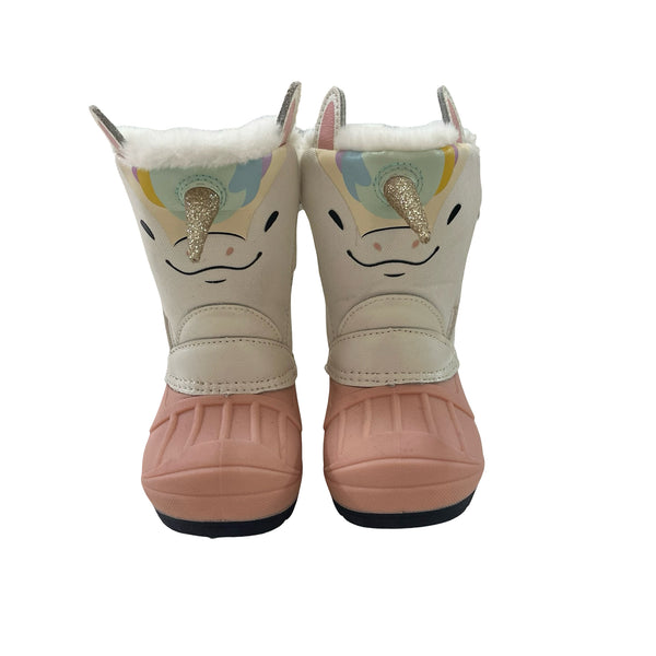 Cat & Jack Ivory & Pink Unicorn Winter Boots - Size 7