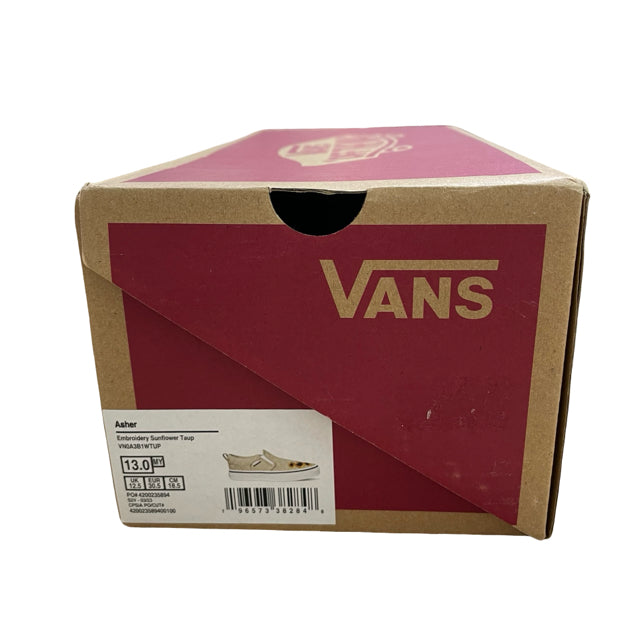 Vans Asher Taupe Check Sunflower Slip-On Sneakers New in Box - Size 13