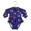 Hanna Andersson Purple Fish Print Swim Suit - Size 3-6 Mo