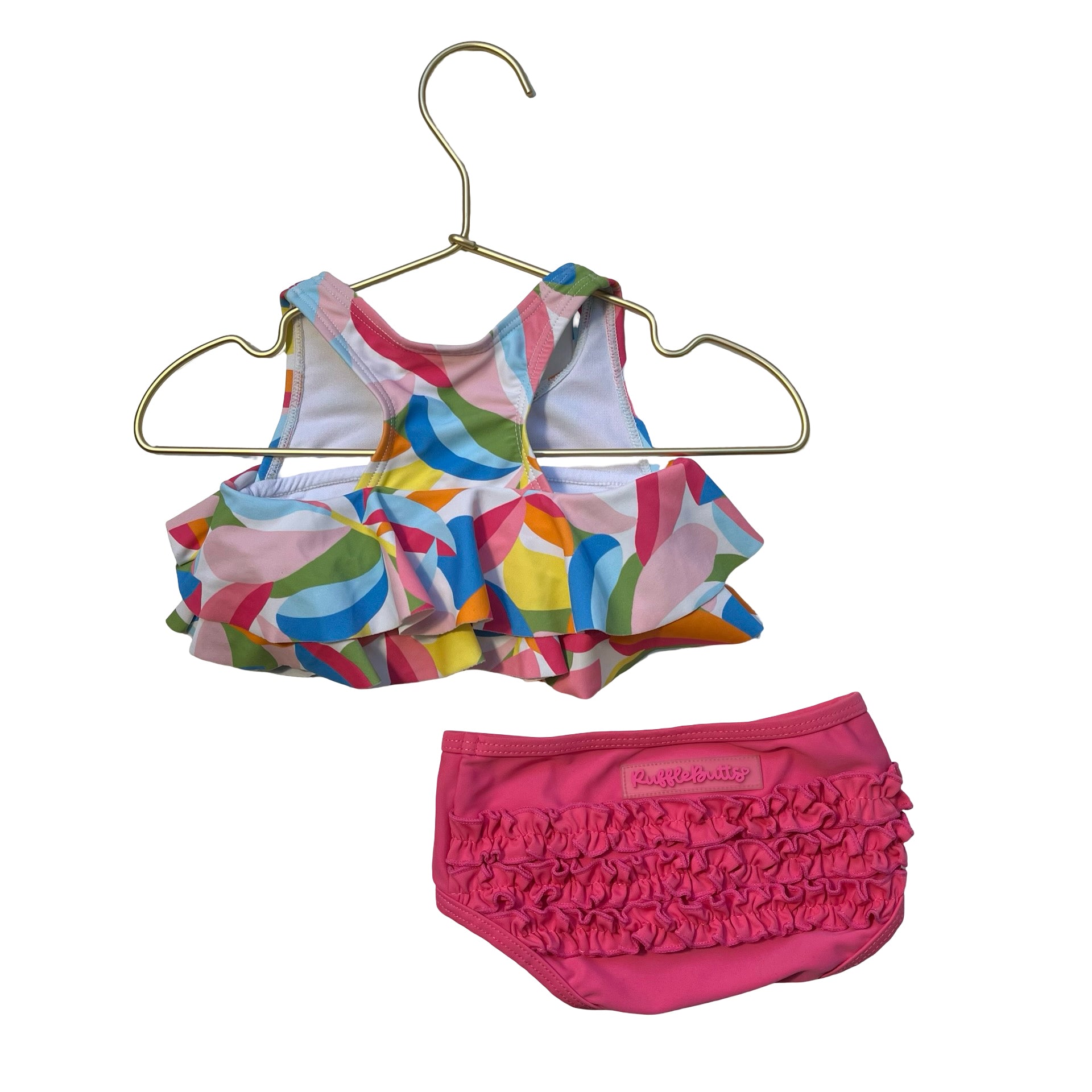 Ruffle Butts Colorful Pattern 2 Piece Swim Suit - Size 6-12 Mo