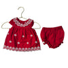 Janie and Jack Red & White Eyelet Dress & Bloomers - Size 0-3 Mo
