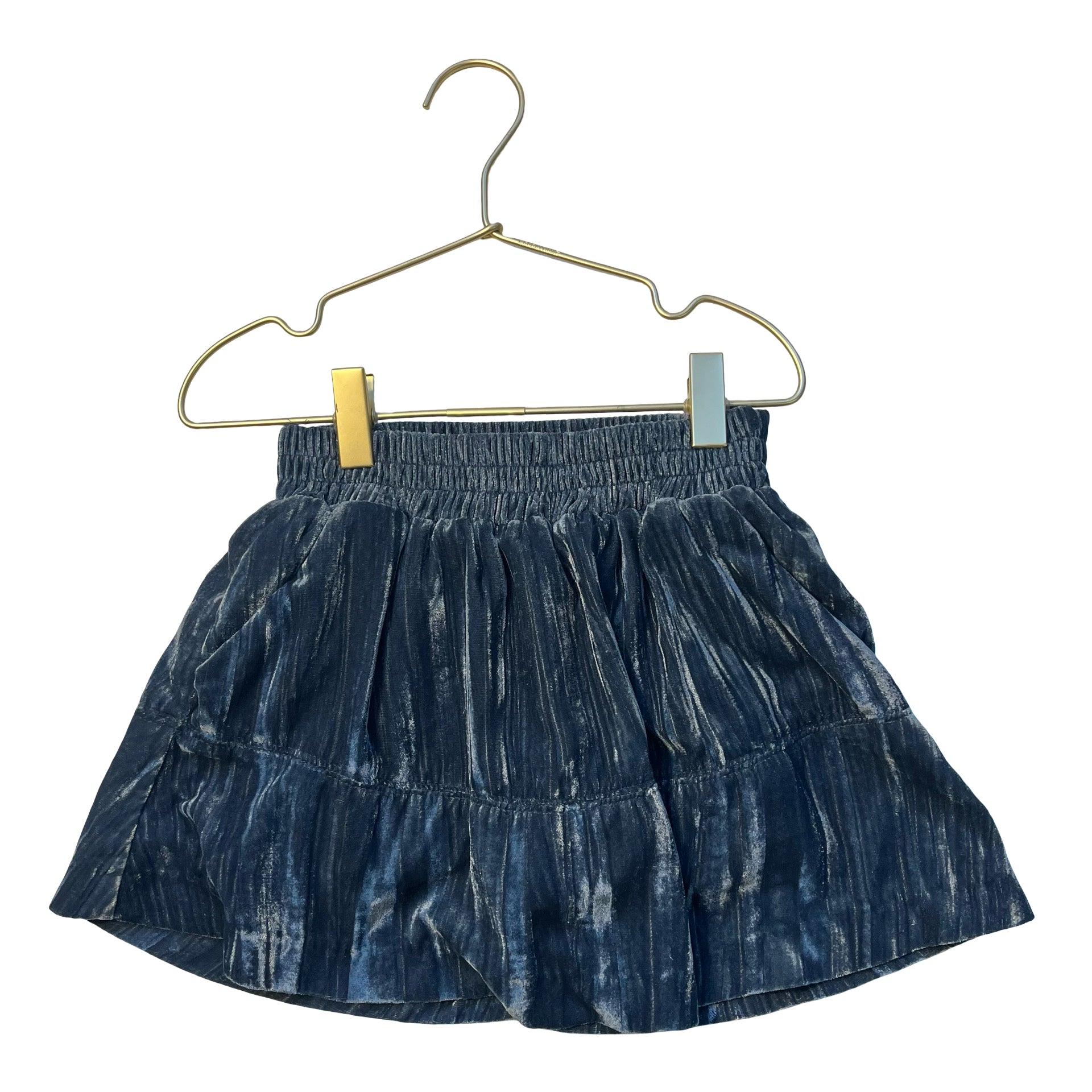 Zara Blue Crushed Velvet Skort Skirt - Size 8