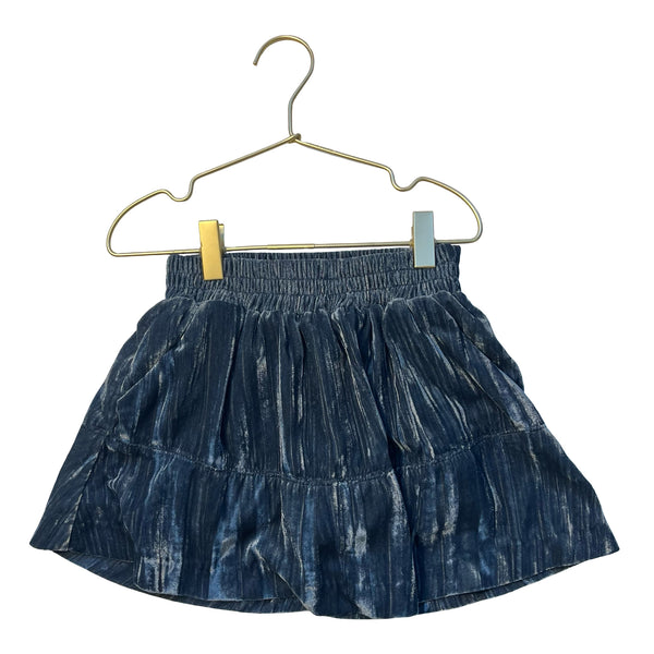 Zara Blue Crushed Velvet Skort Skirt - Size 8
