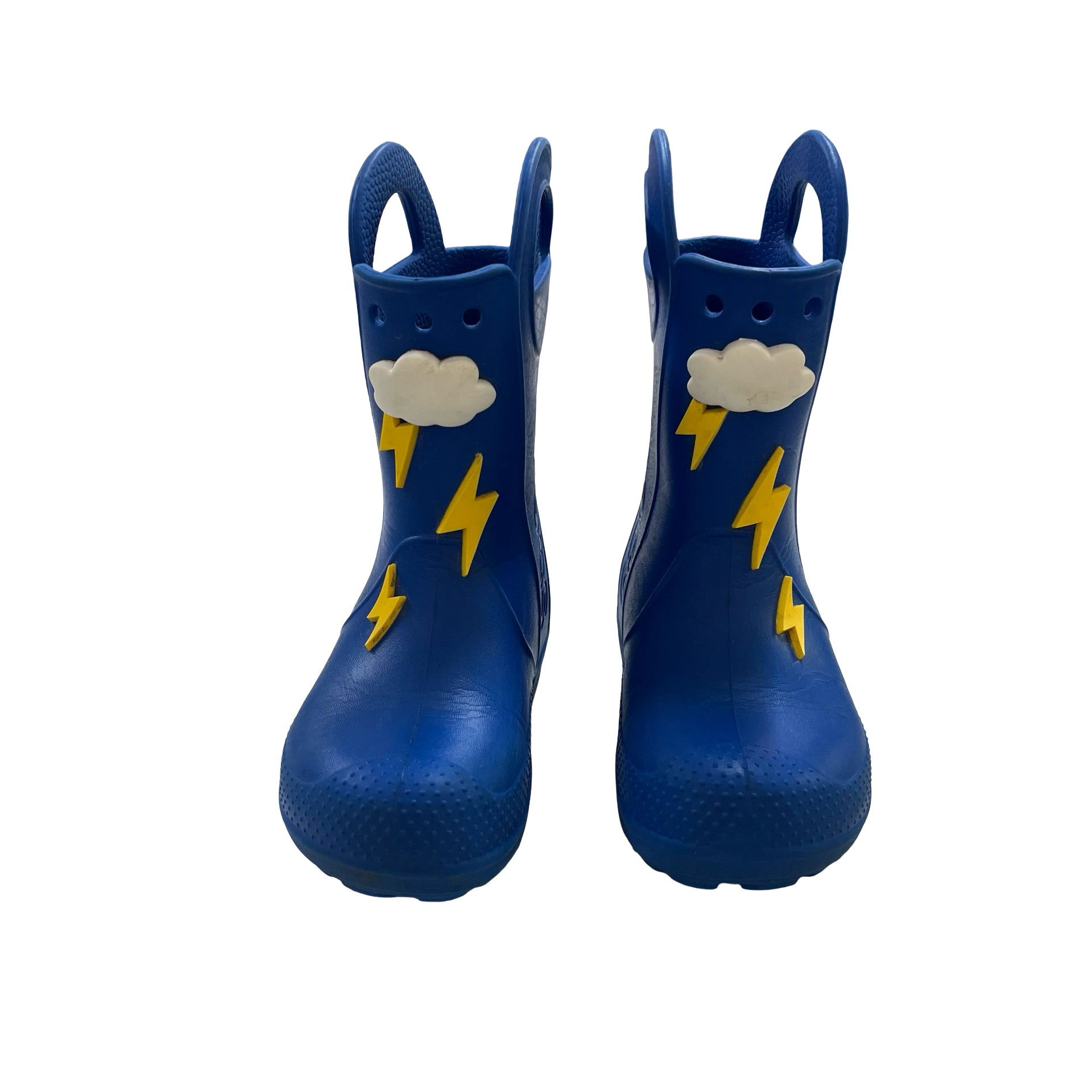 Crocs Blue Cloud & Lightning Rain Boots - Size C12