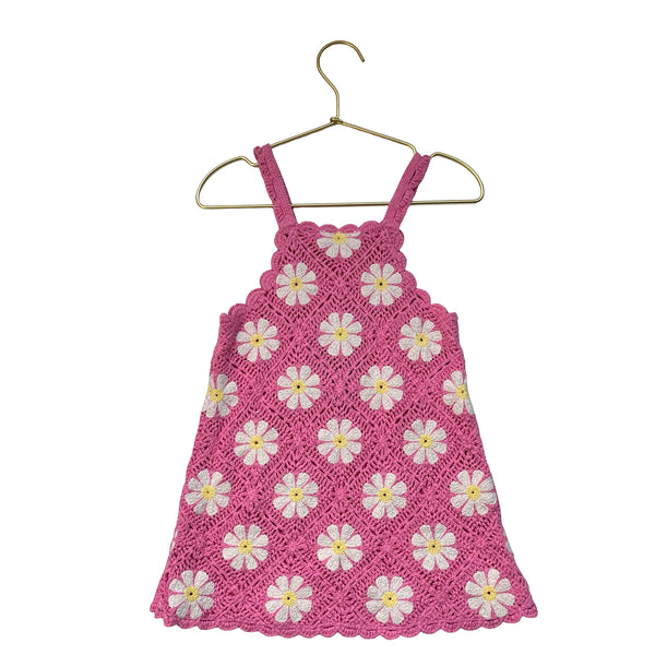 Zara Pink & Ivory Daisy Crochet Dress - Size 2-3