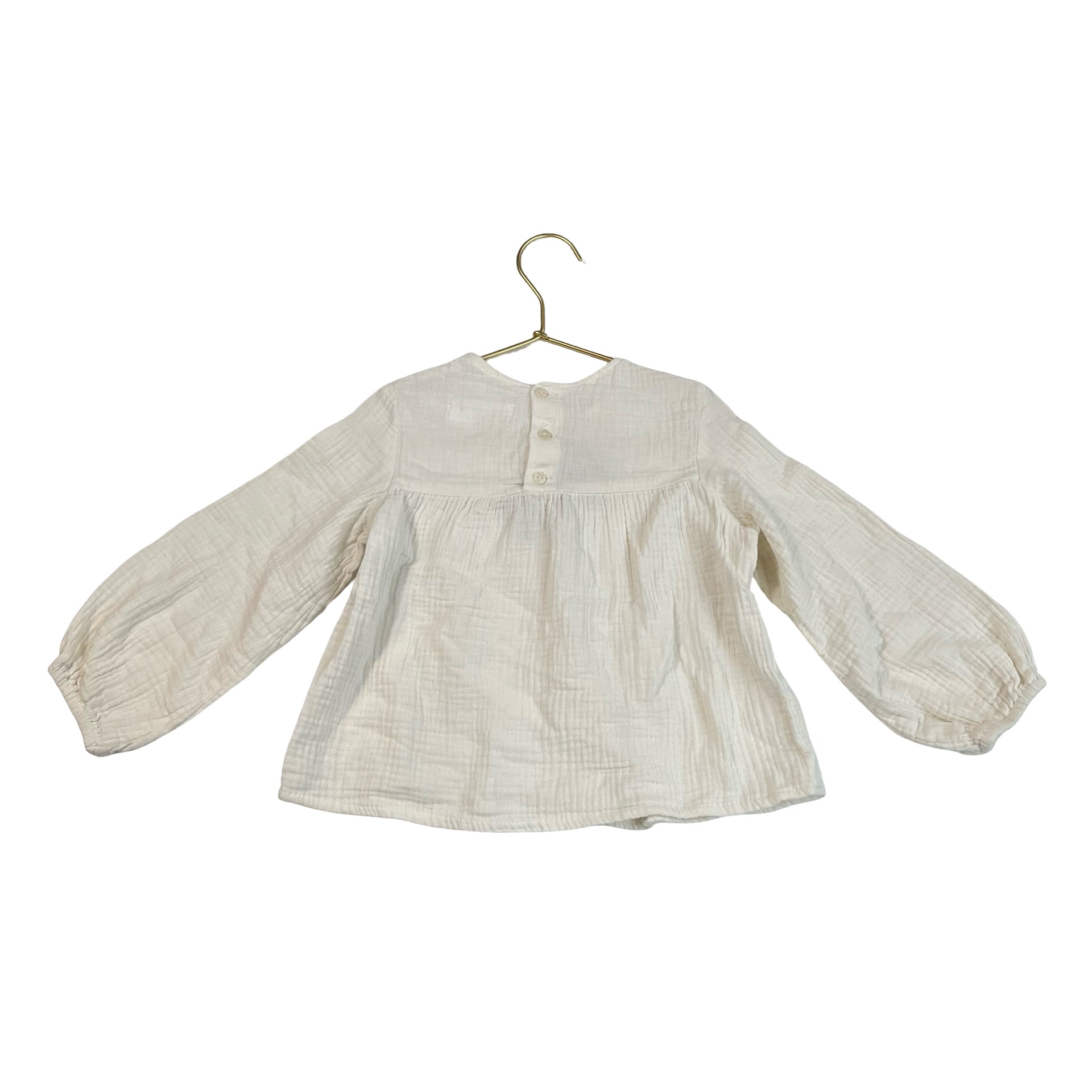 Zara Ivory Cotton Gauze Flower Blouse - Size 6