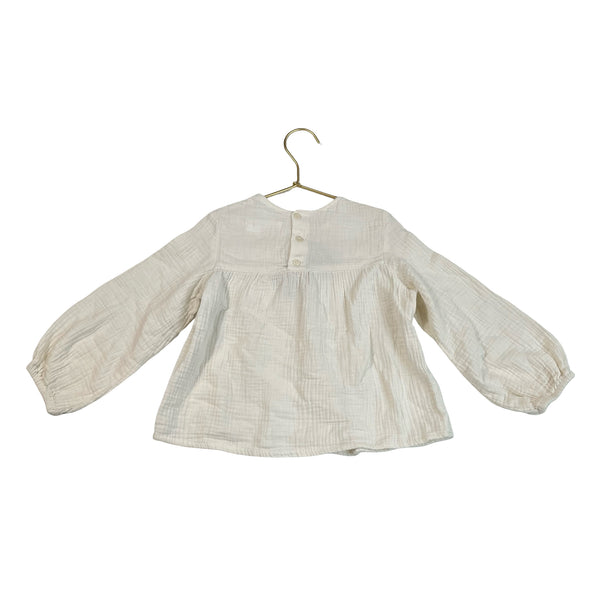 Zara Ivory Cotton Gauze Flower Blouse - Size 6