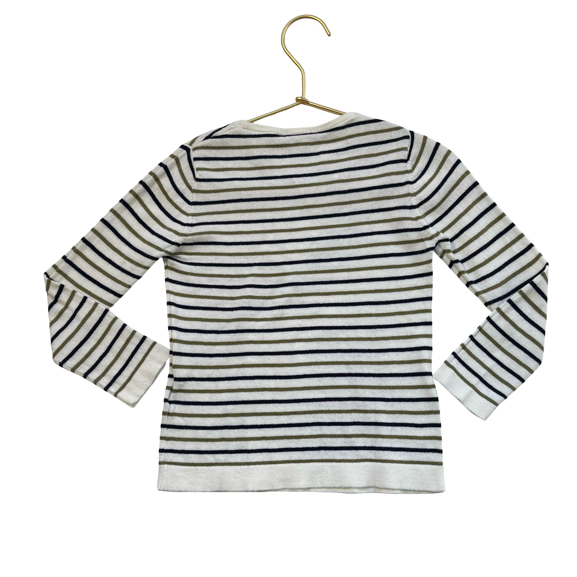 FUB Ivory, Olive, Navy Striped Lightweight Cotton Sweater - Size 3-4Y