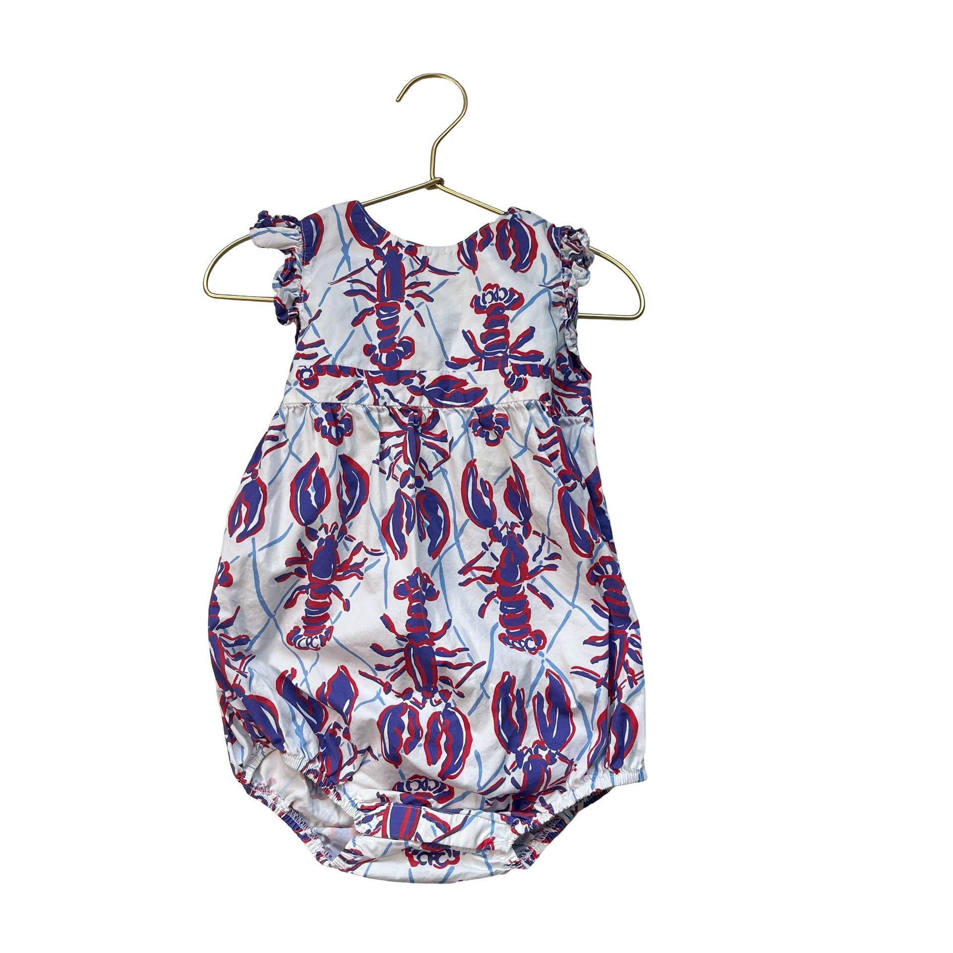CPC Childrenswear Ivory, Navy & Red Lobster Bubble One Piece - Size 2