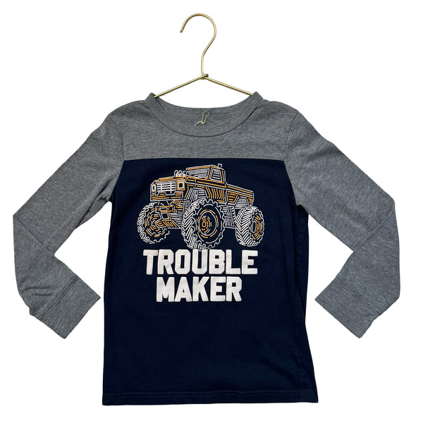Children's Place Navy & Gray 'Trouble Maker' Tractor Shirt - Size 5T