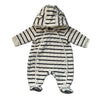 Nordstrom Ivory & Gray Striped Velour Footed Bunting - Size Newborn