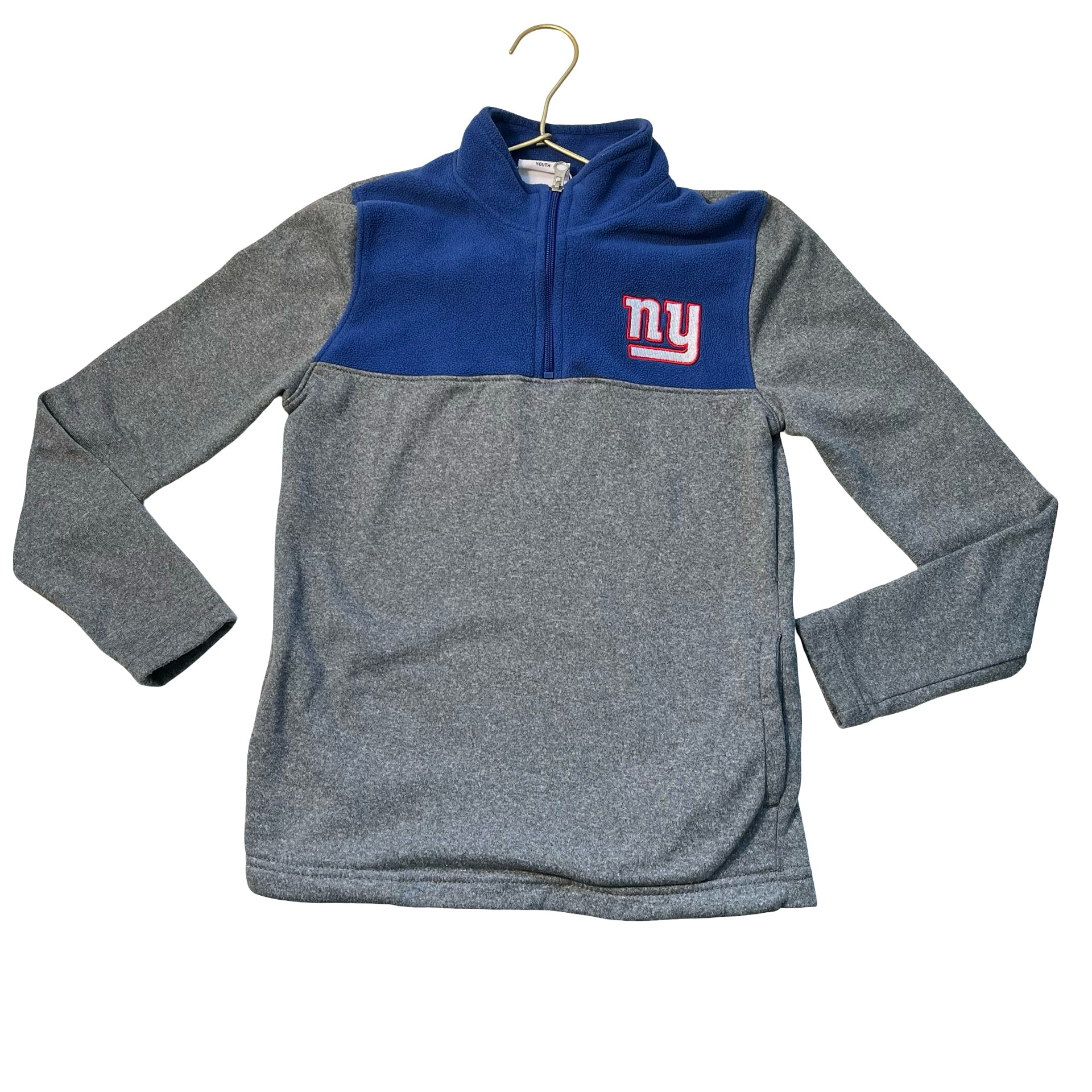NFL NY Giants Blue Fleece & Gray Quarter-Zip Pullover - Size S 8