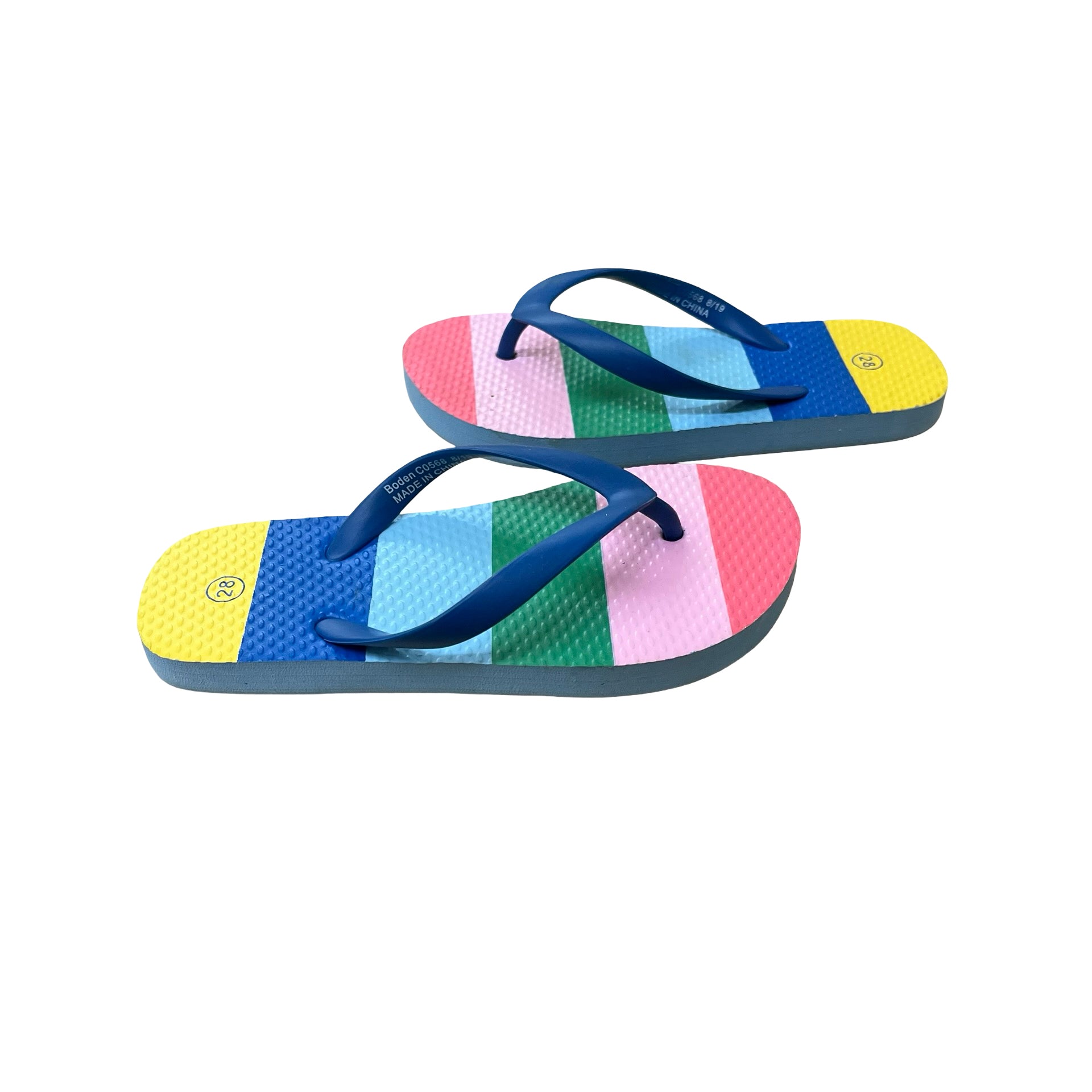 Boden Blue & Rainbow Striped Flip-Flop Sandals - Size 28 (11)