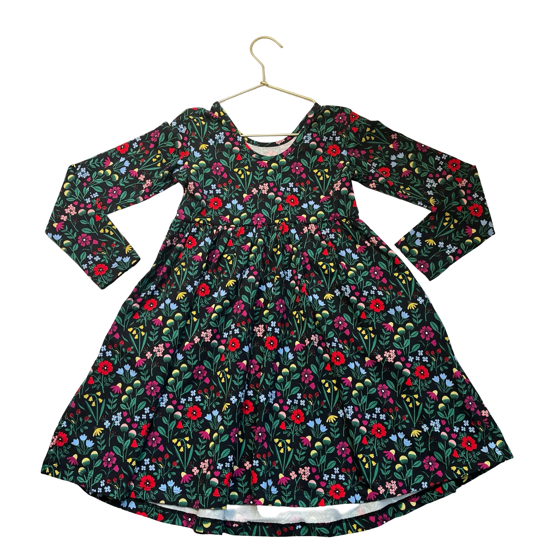 Hanna Andersson Black Floral Dress - Size 6-7