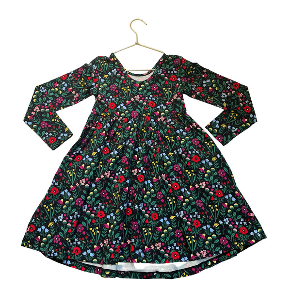 Hanna Andersson Black Floral Dress - Size 6-7