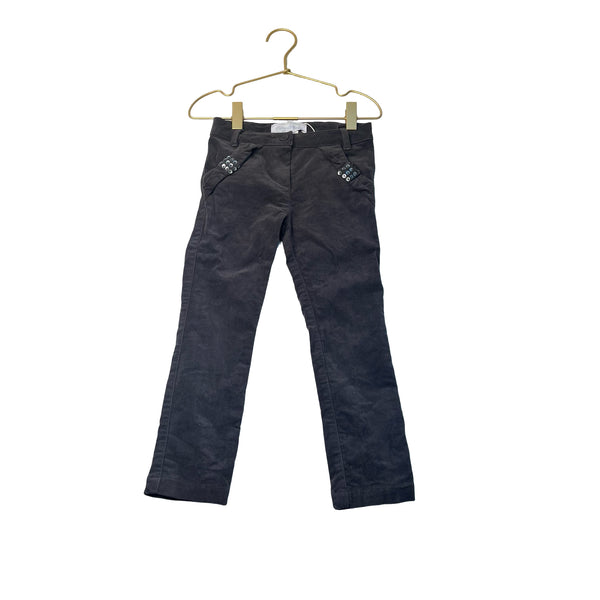 Tartine et Chocolat Gray Velvet Pants, Sequin Accent - Size 4A