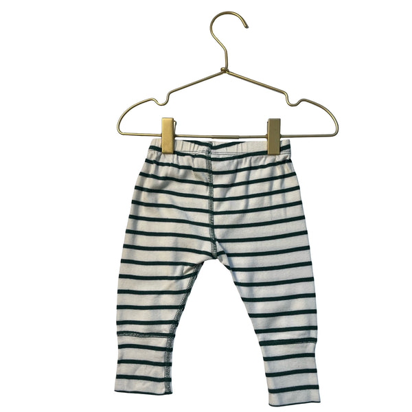 Hanna Andersson Ivory & Green Striped Pants - Size 3-6 Mo