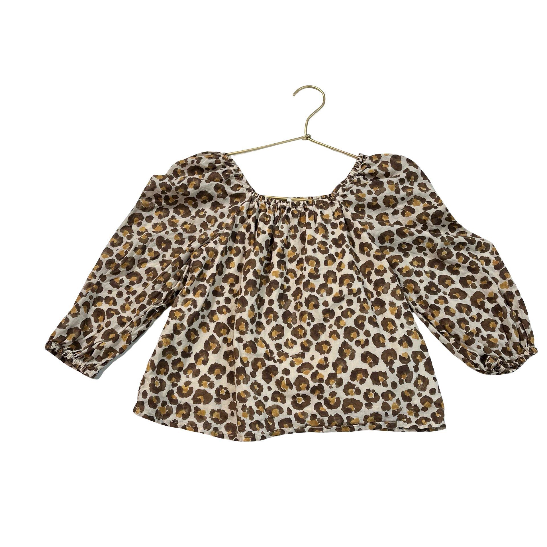 Crewcuts Ivory & Brown Leopard Print Blouse - Size S 6-7
