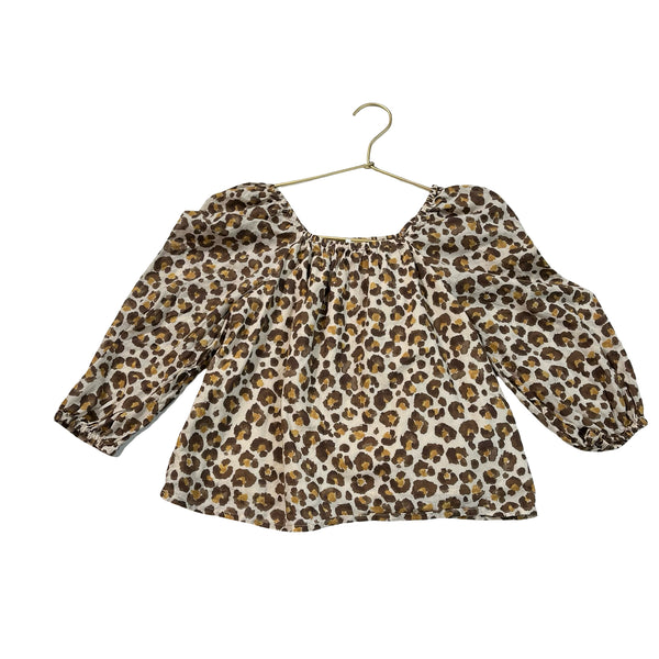 Crewcuts Ivory & Brown Leopard Print Blouse - Size S 6-7