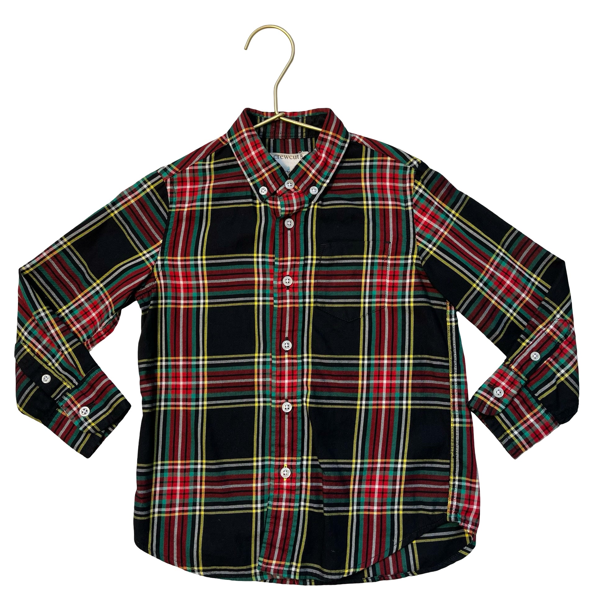 Crewcuts Black Tartan Plaid Button Down Shirt - Size 3