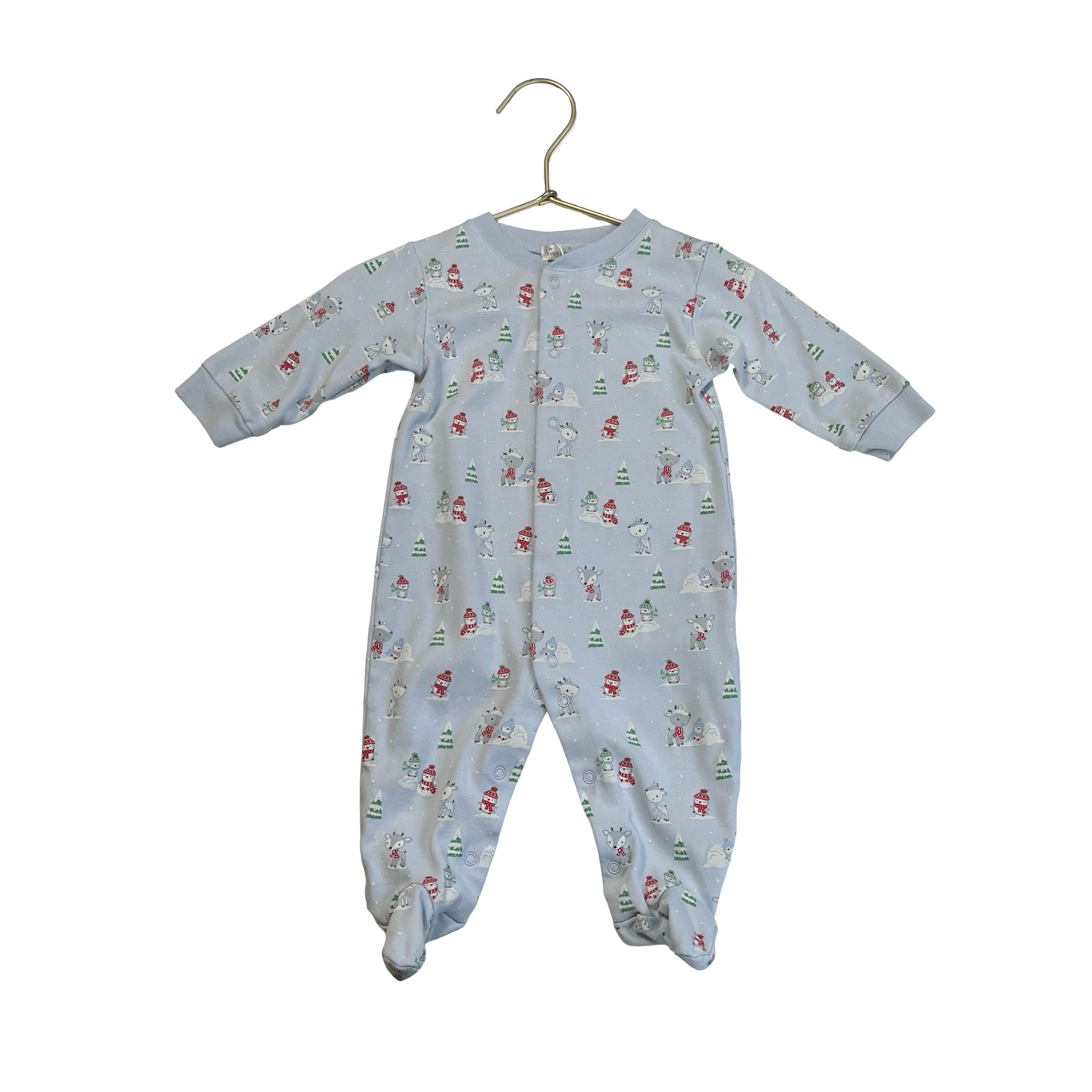 Kissy Kissy Light Blue Winter Print Footie - Size 6-9 Mo