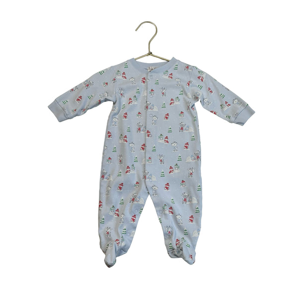 Kissy Kissy Light Blue Winter Print Footie - Size 6-9 Mo