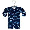 Hanna Andersson Navy Whale Print Swim Suit Romper - Size 6-12 Mo