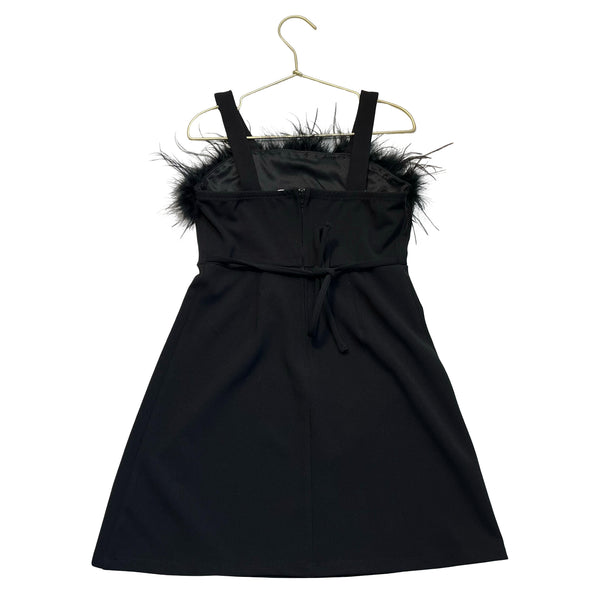 Speechless Kids Black Feather-Trim Dress - Size 7