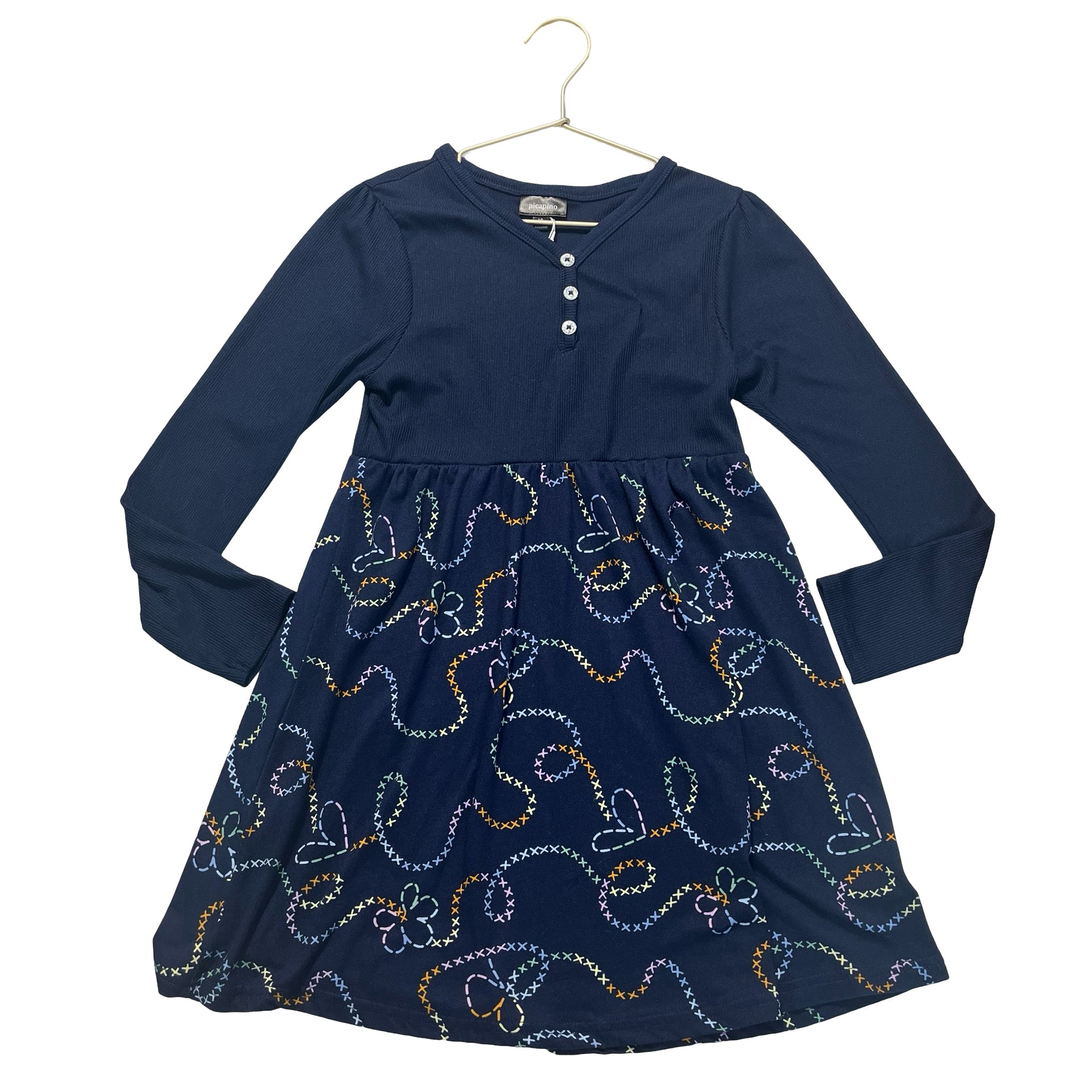 Picapino Navy Pattern Dress - Size 10