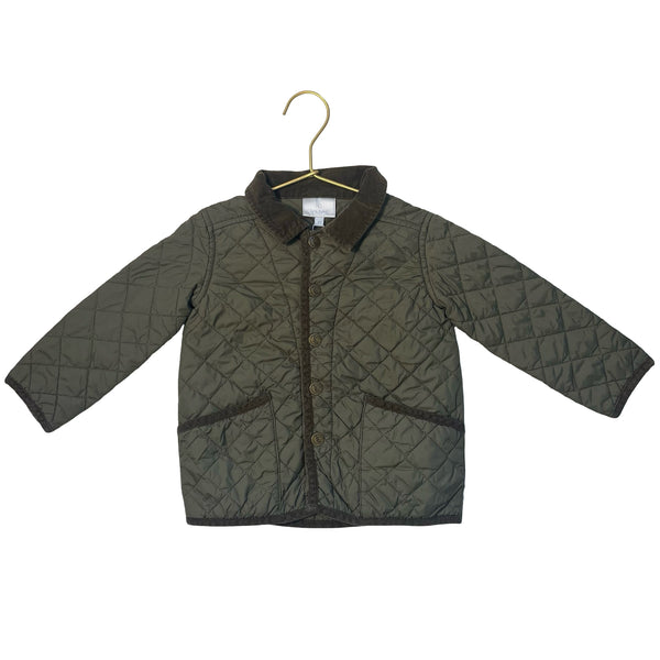 Little English Olive Green Quilted Jacket - Size 2T