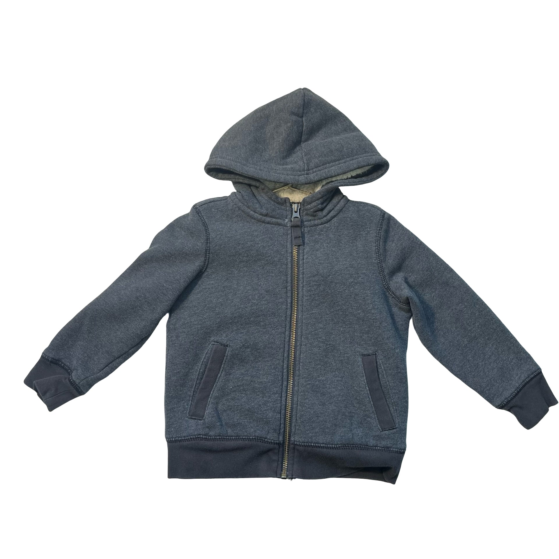 Primary Sherpa-Lined Dark Gray Hooded Sweatshirt - Size 2-3