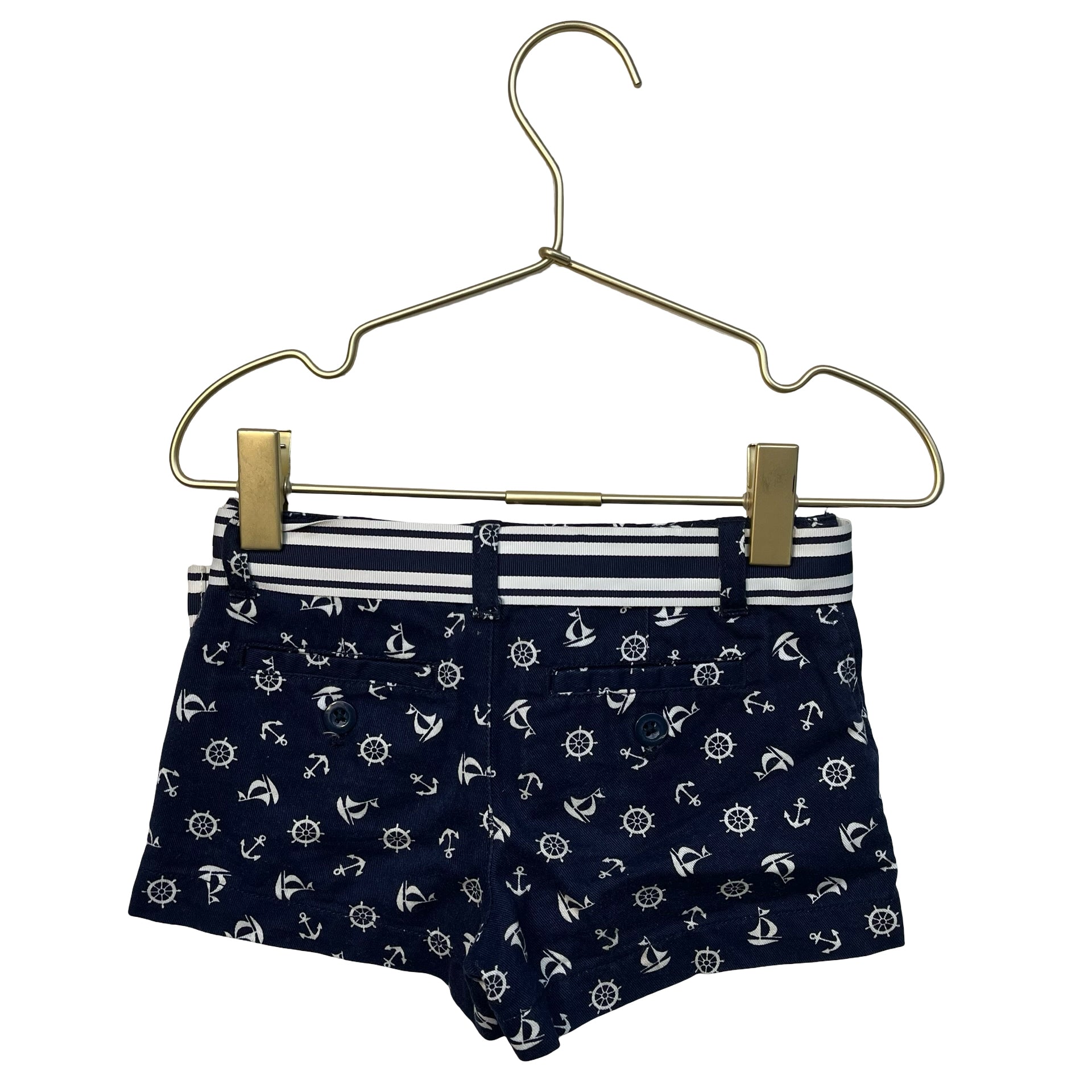 Polo Ralph Lauren Navy Nautical Print Belted Shorts - Size 3