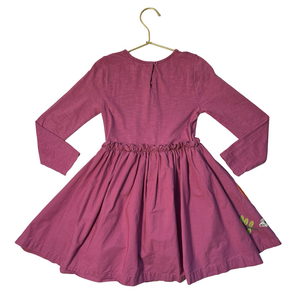 Mini Boden Dusty Plum Forrest Animal Applique Dress - Size 5-6