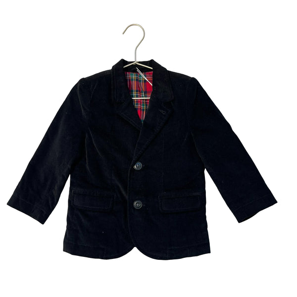 Children's Place Plaid-Lined Black Velvet Blazer - Size 3T