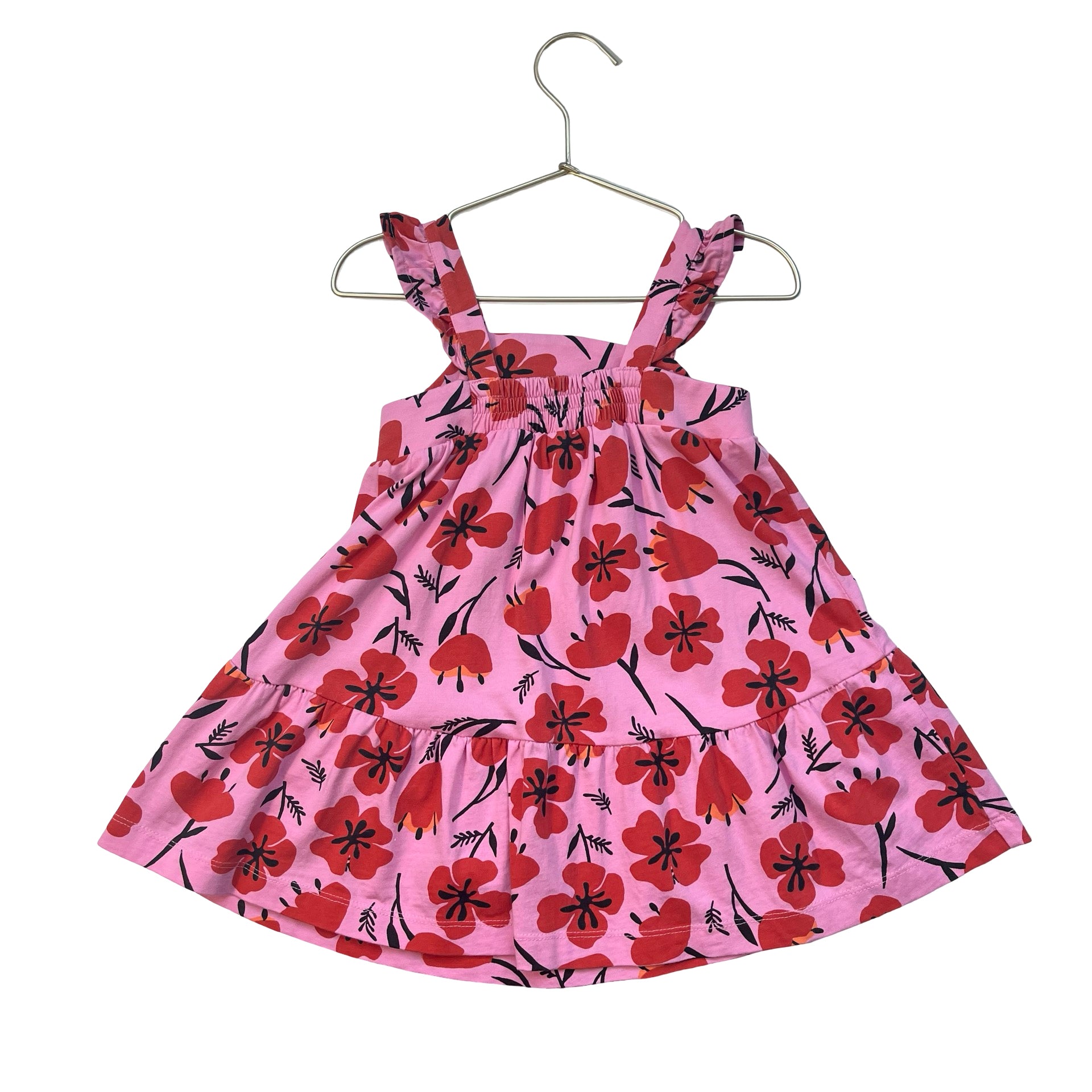Hanna Andersson Pink & Red Flower Print Dress - Size 2T