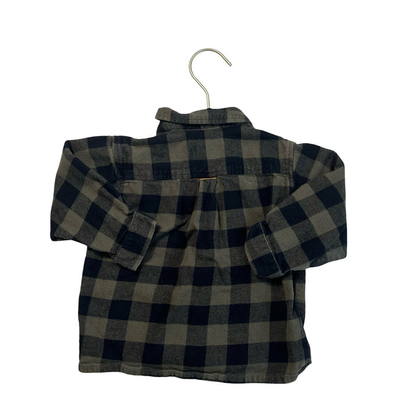 Zara Olive Green & Black Check Flannel - Size 12-18 Mo
